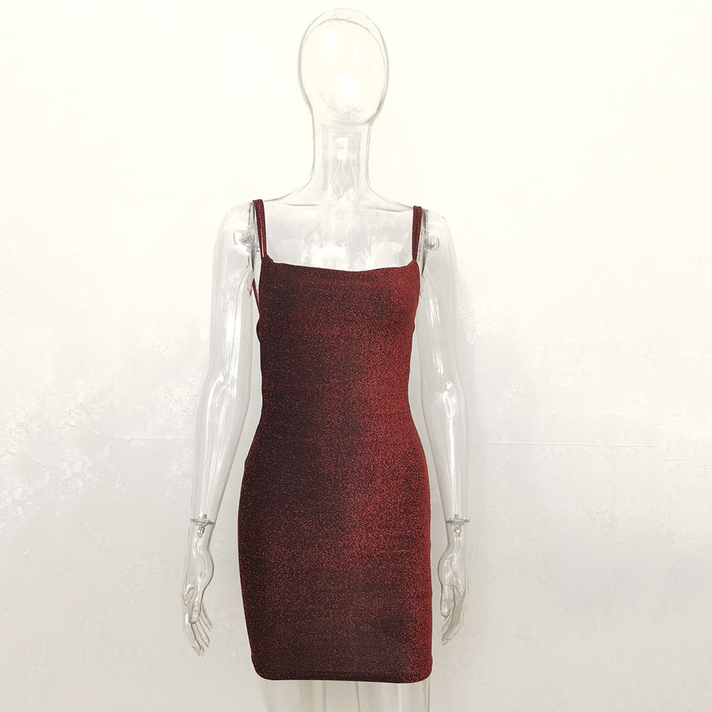 Dulzura Bling Glitter Sequin Women Strap Mini Dress Ruched Lace Up Backless Bodycon Sexy Party Club Autumn Winter Elegant