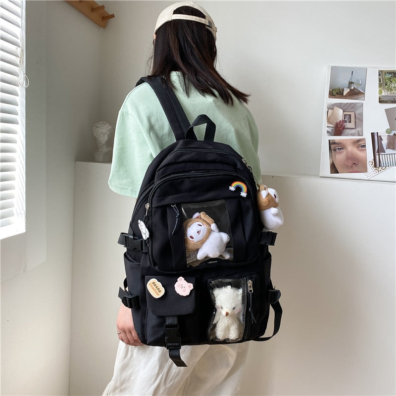 Cute Aesthetic Multi-Pocket Backpack