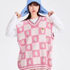 Strawberry V-Neck Kawaii Sweater