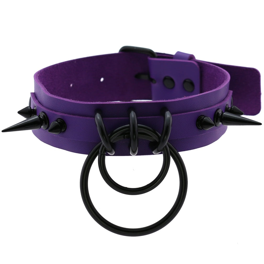 Purple Gothic Leather Chokers