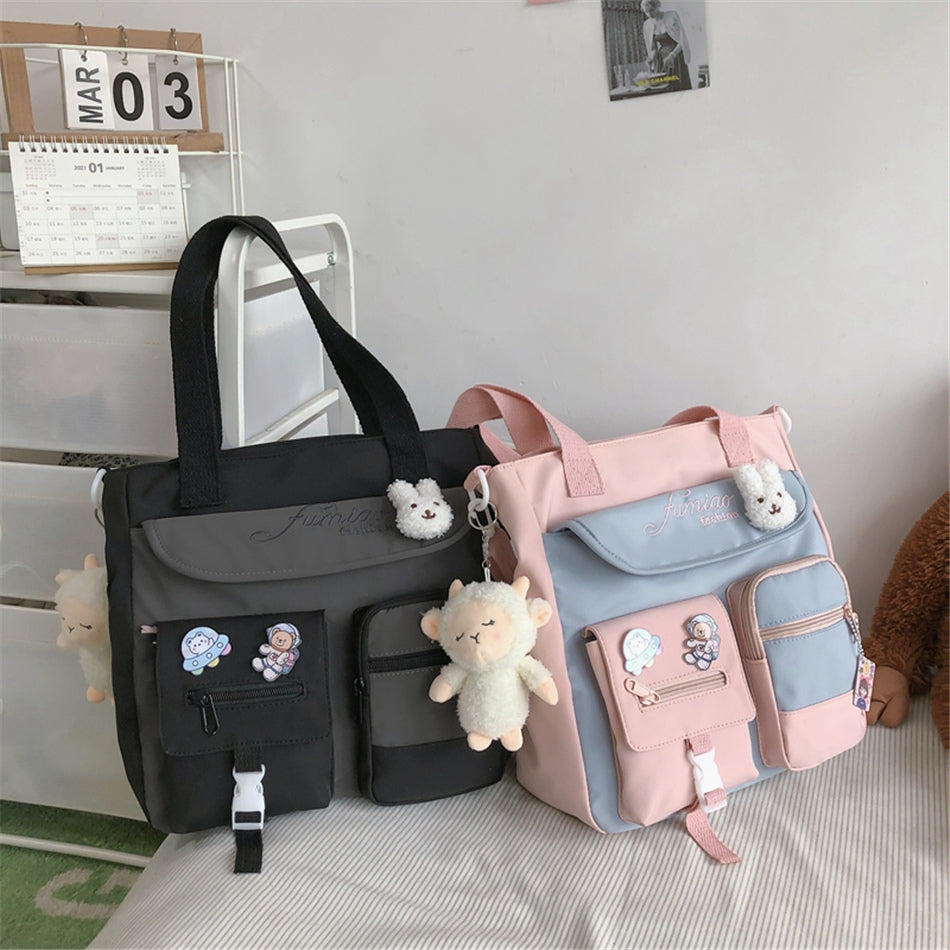 Nylon Patchwork Tote Bag