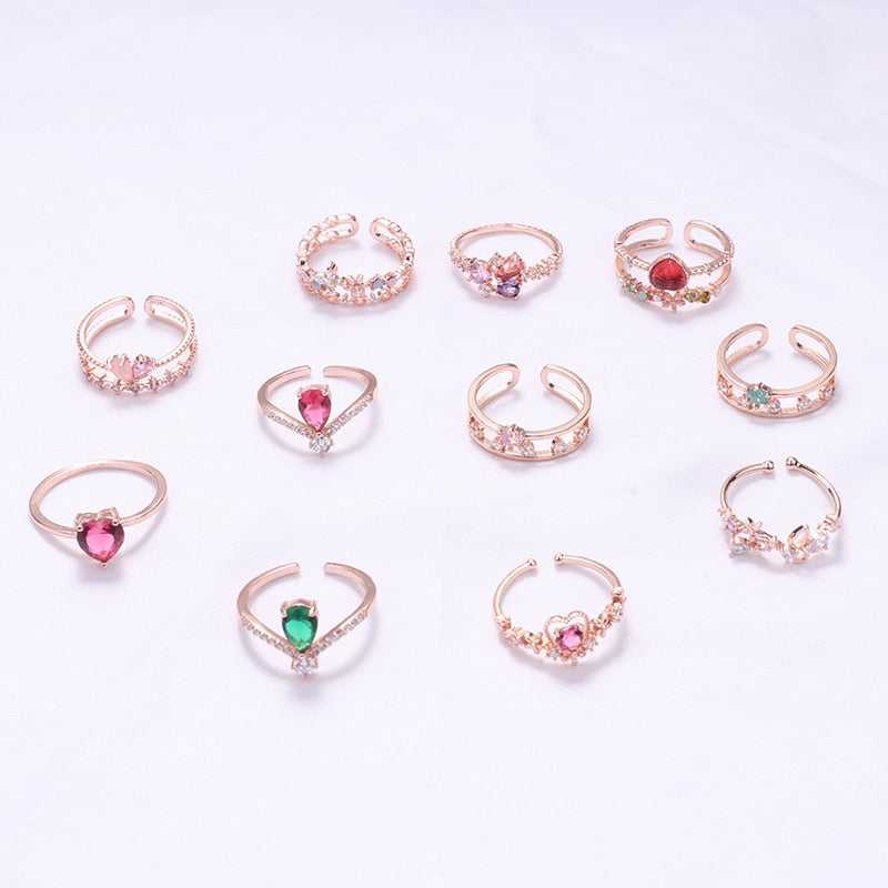 Heart & Flower Adjustable Rings