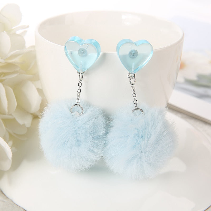 Cute Fur Heart Earrings
