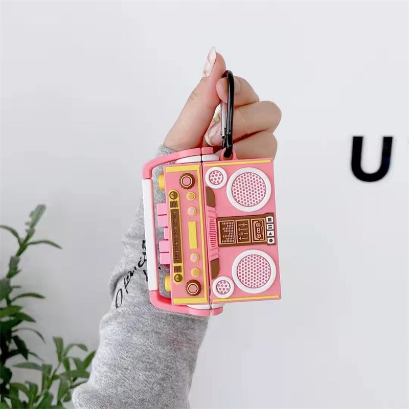 Pink Retro Radio Case For Airpods