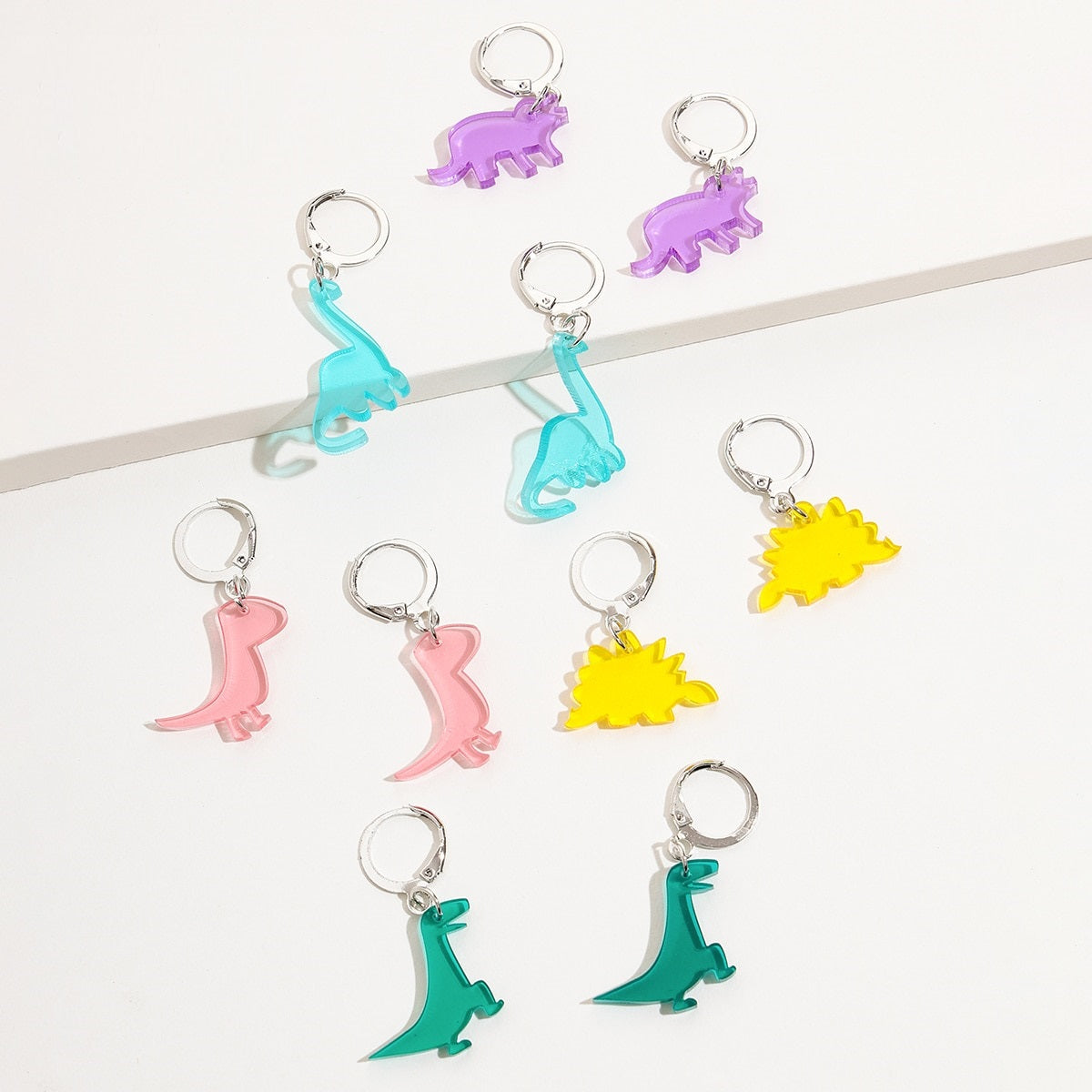 5 Pairs Acrylic Dinosaur Earrings