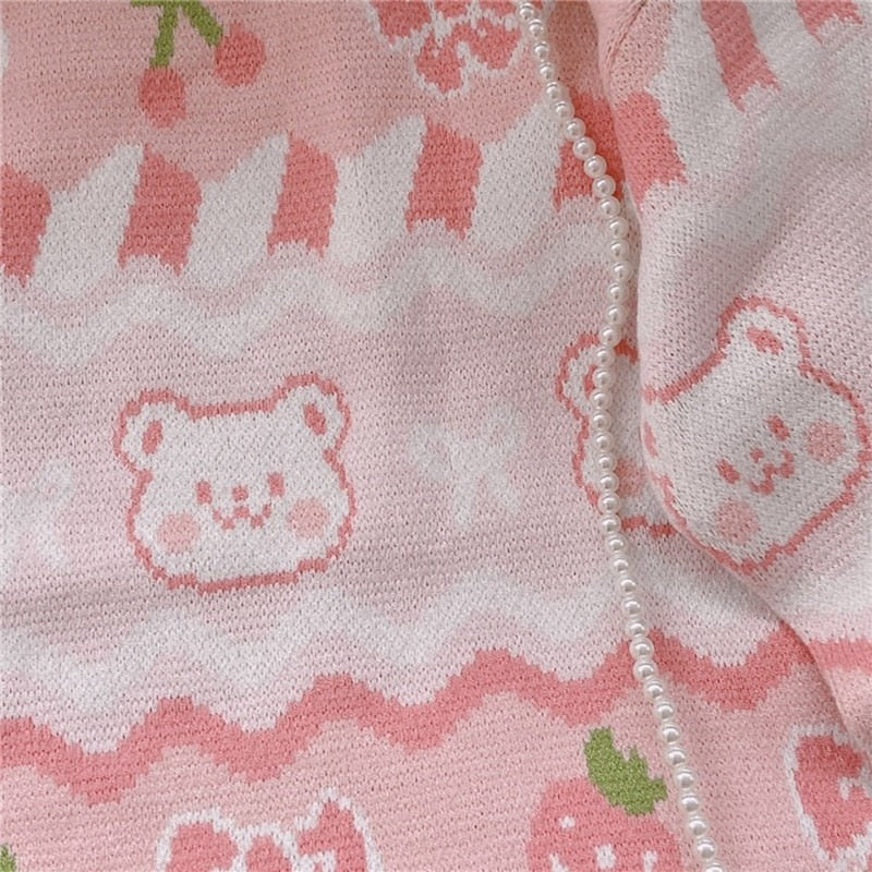 Kawaii Japanese Strawberry Bear Sweater