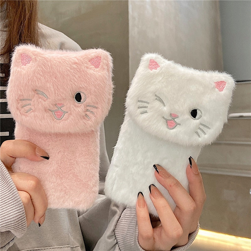 Kawaii Plush Cat Soft Case For Xiaomi
