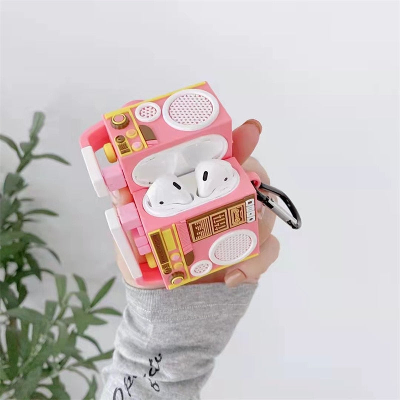 Pink Retro Radio Case For Airpods