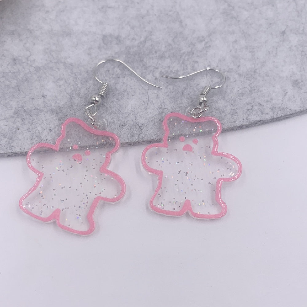 Kawaii Bear Transparent Earrings