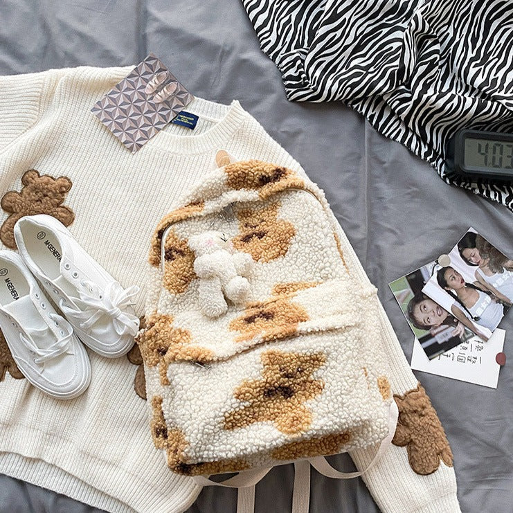 Cute Fluffy School Backpack