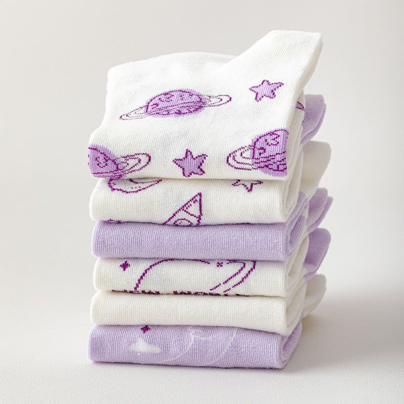 Ulzzang Girl Stars Planets Socks