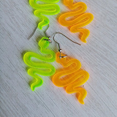 Neon Snake Earrings