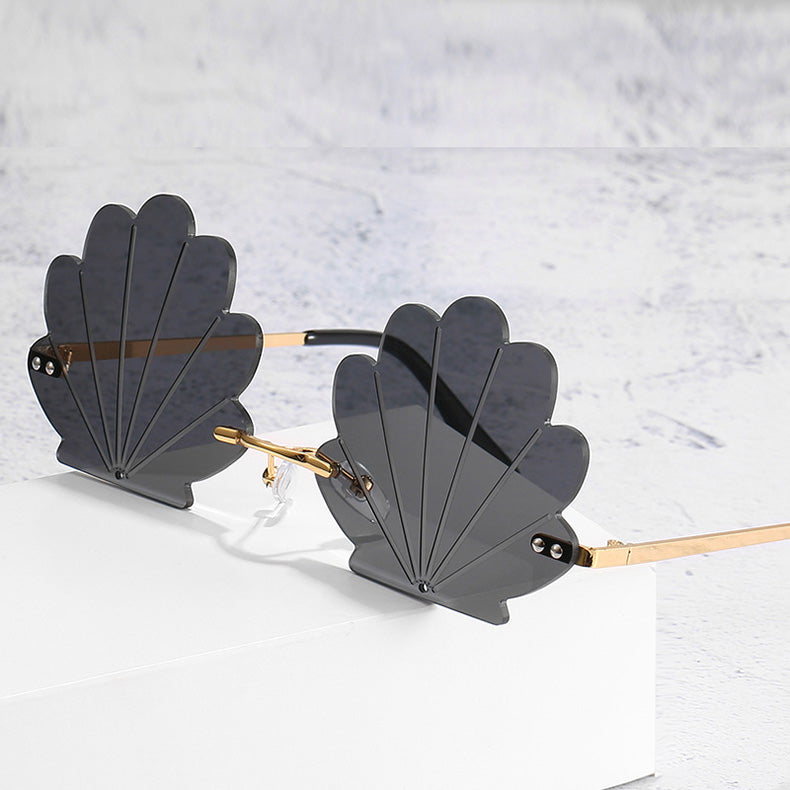 Retro Shell Rimless Sunglasses