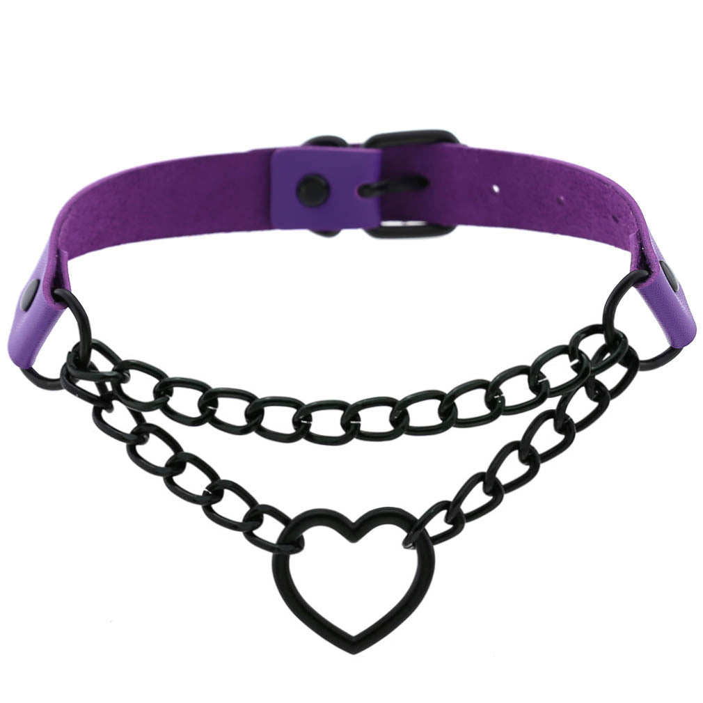 Purple Gothic Leather Chokers