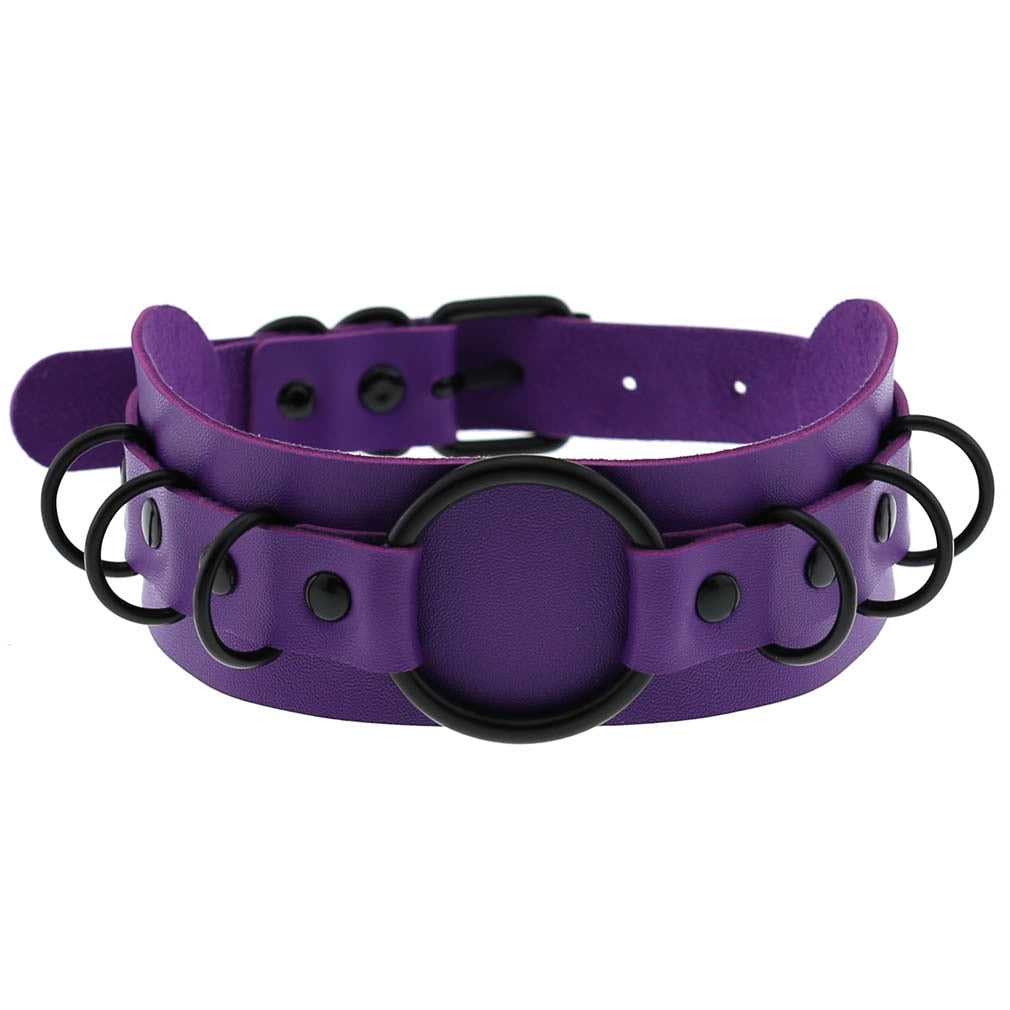 Purple Gothic Leather Chokers