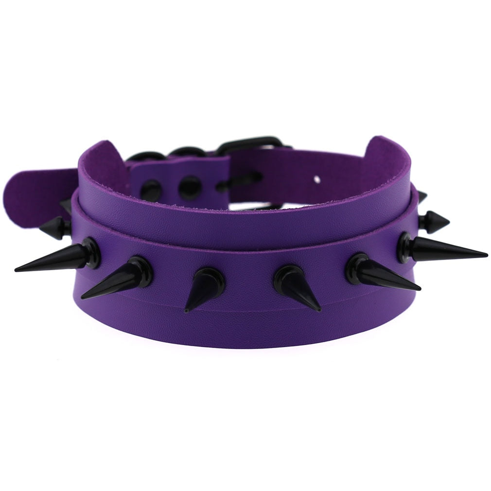 Purple Gothic Leather Chokers