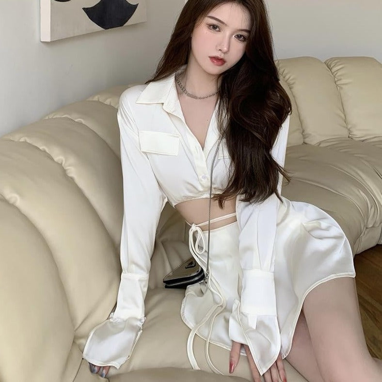 Korean Aesthetic Shirt & Skirt Set