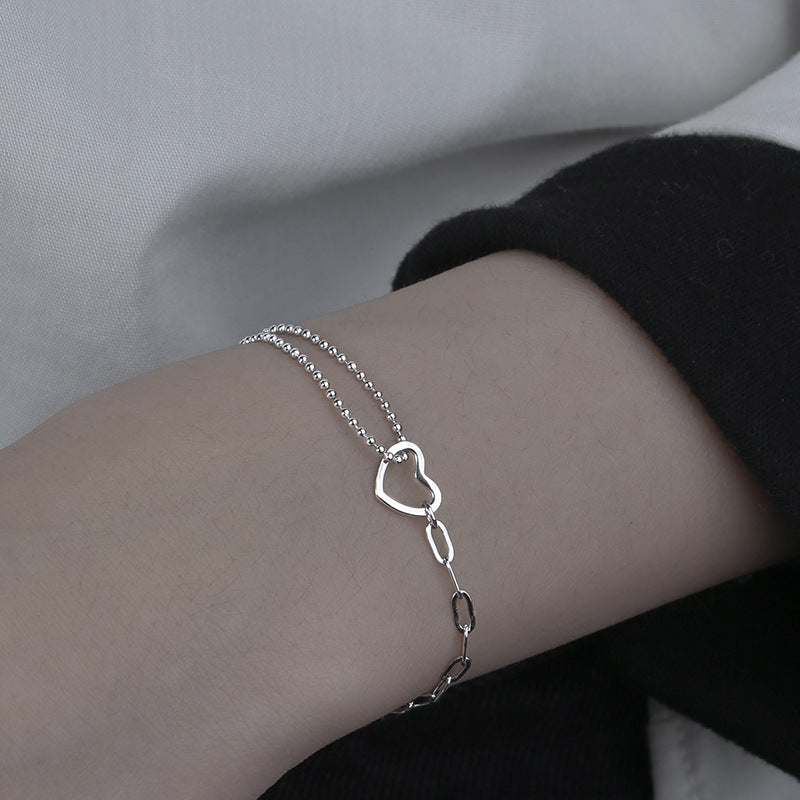 Silver Heart Chain Bracelet