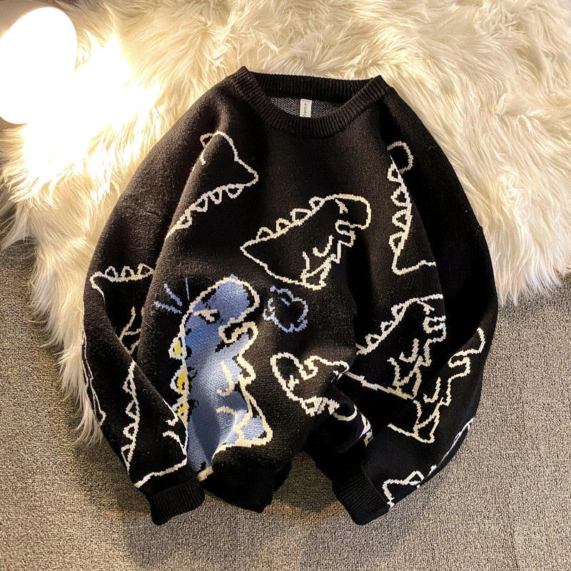 Harajuku Knitted Dinosaur Sweater