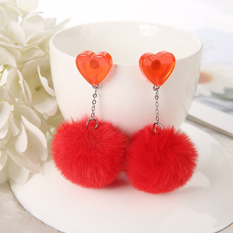 Cute Fur Heart Earrings