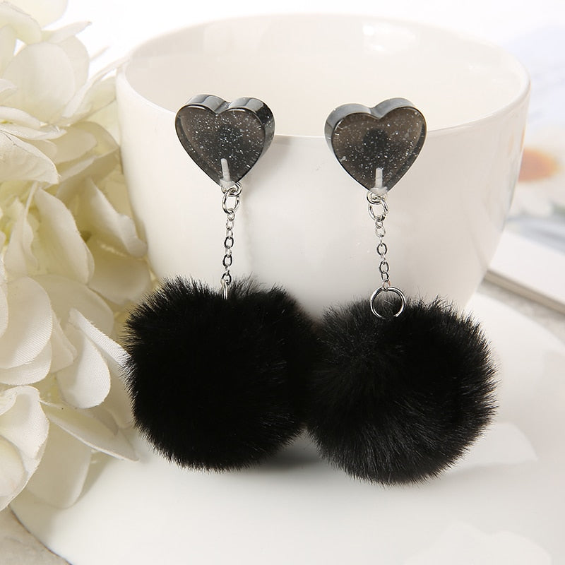 Cute Fur Heart Earrings