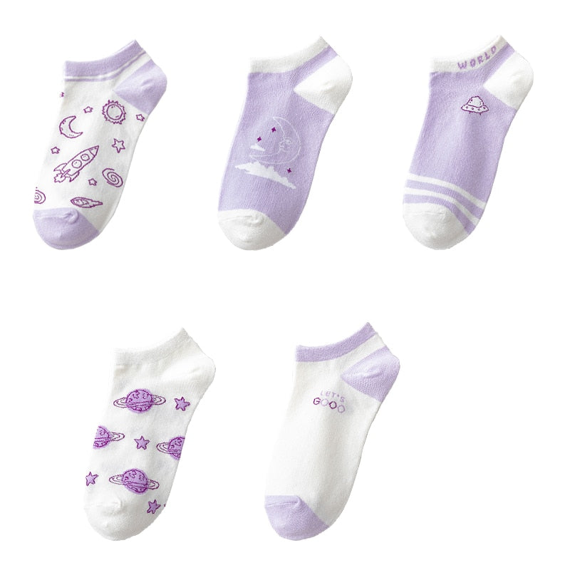 Ulzzang Girl Stars Planets Socks