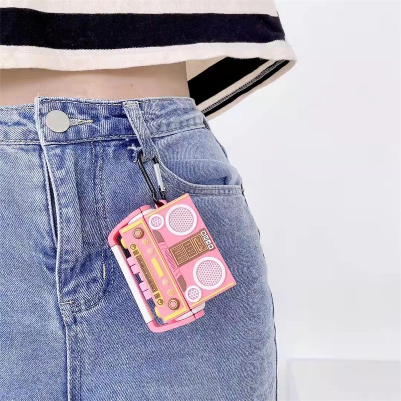 Pink Retro Radio Case For Airpods