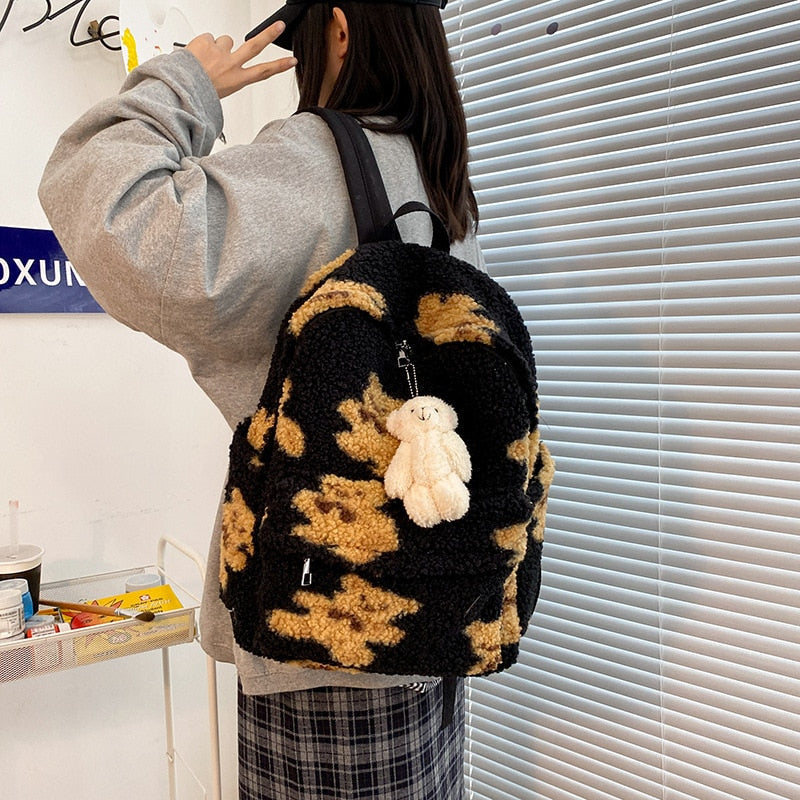 Cute Fluffy School Backpack