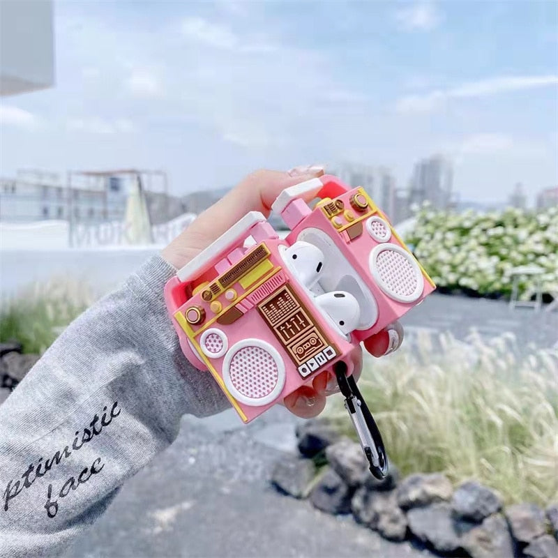 Pink Retro Radio Case For Airpods