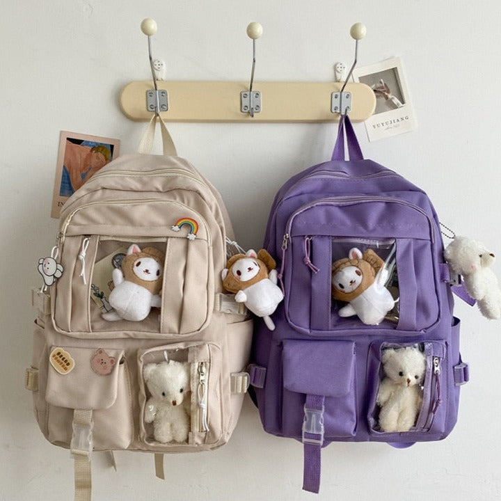 Cute Aesthetic Multi-Pocket Backpack