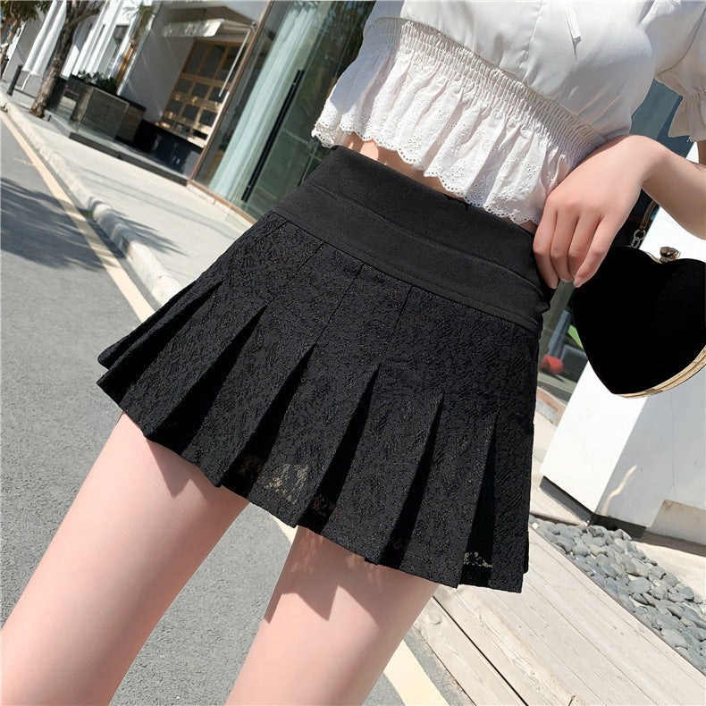 Lace Pleated Mini Skirt