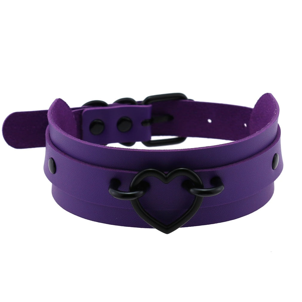 Purple Gothic Leather Chokers