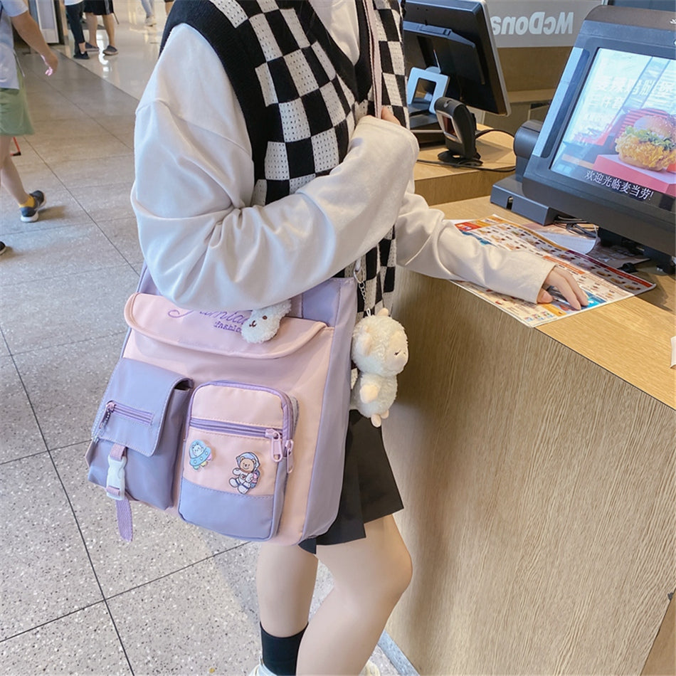Nylon Patchwork Tote Bag