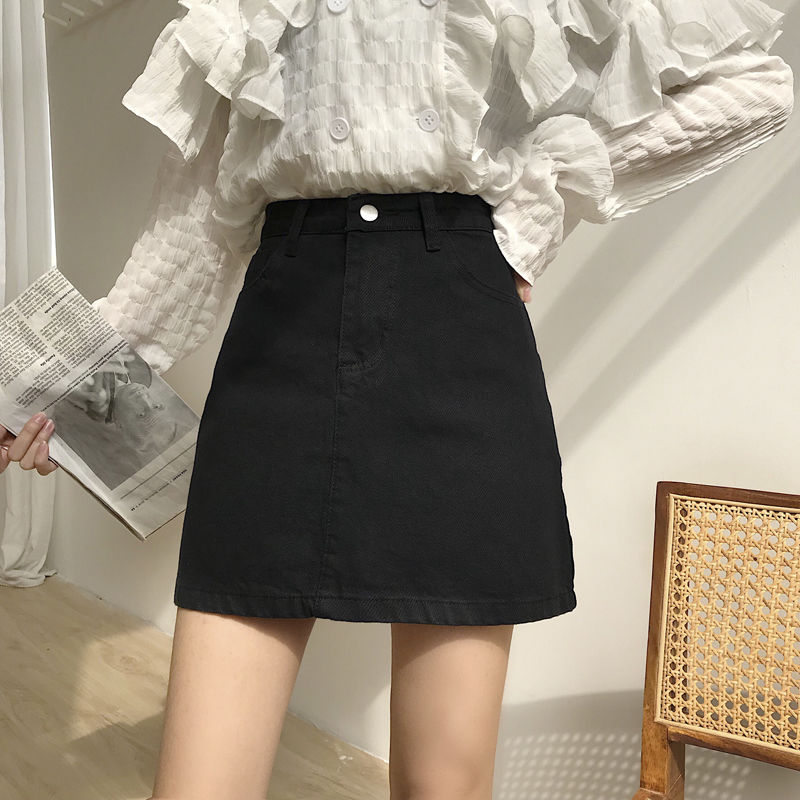 Solid Denim Mini Skirt