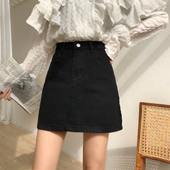Solid Denim Mini Skirt