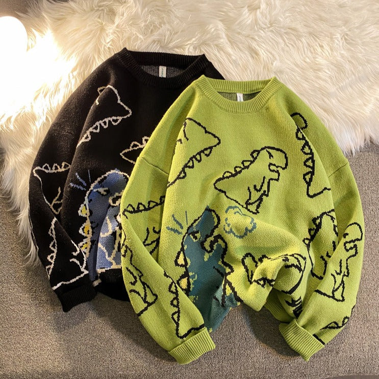 Harajuku Knitted Dinosaur Sweater