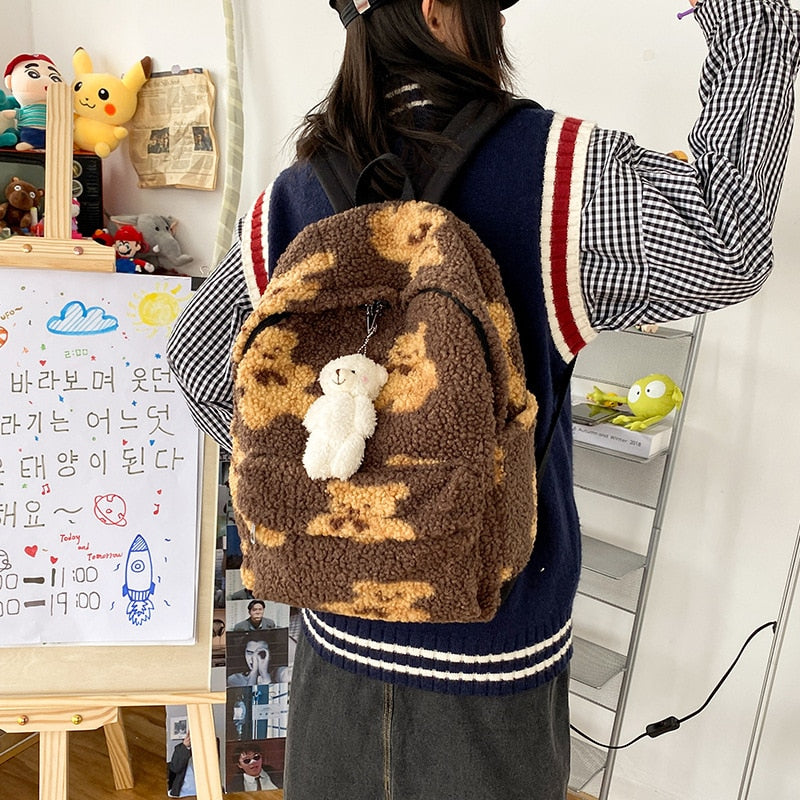 Cute Fluffy School Backpack
