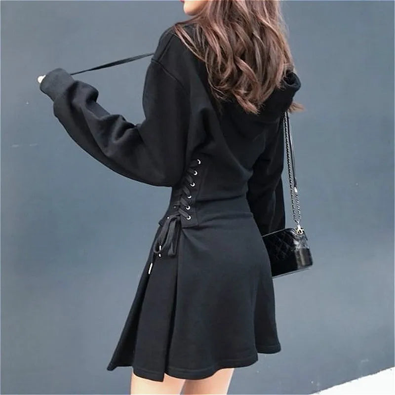 Long Sleeve Hooded Mini Dress