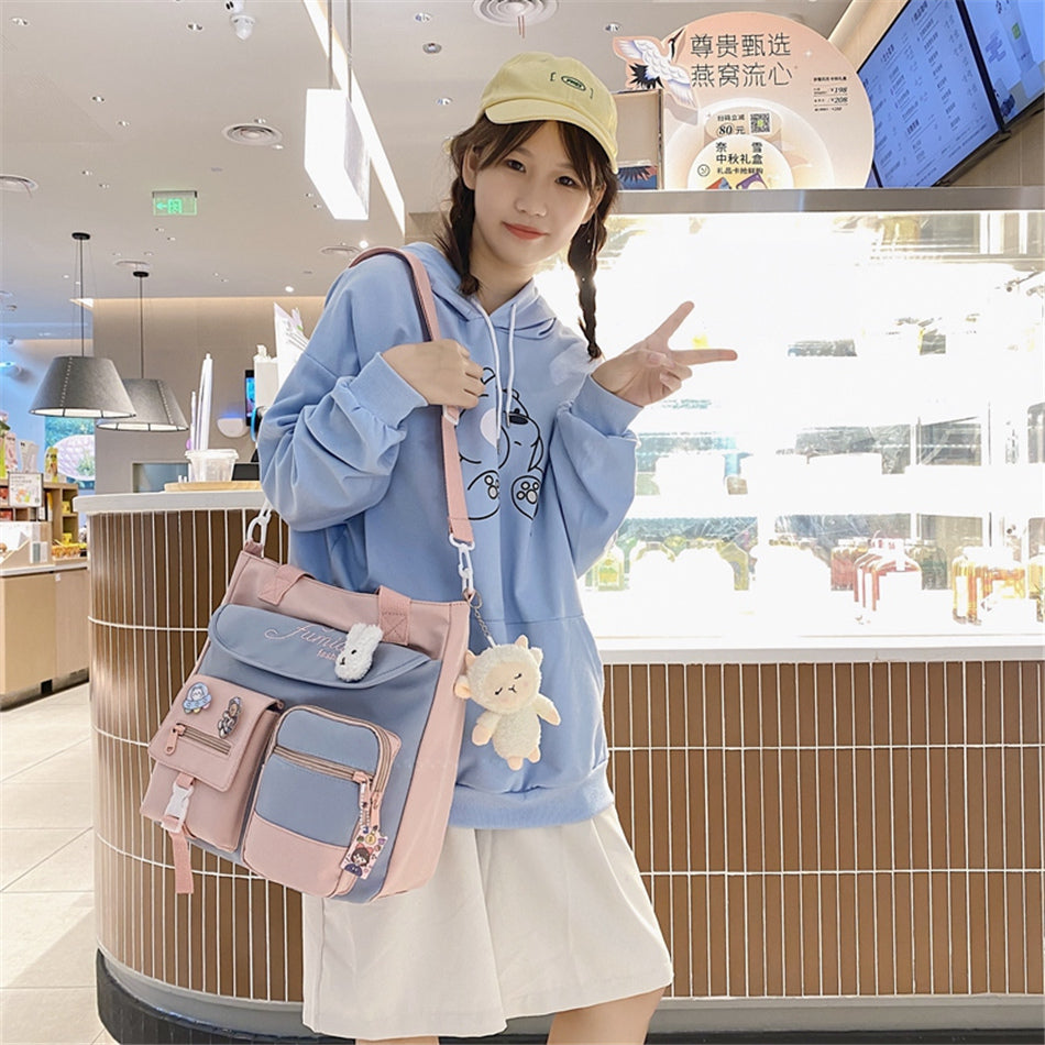 Nylon Patchwork Tote Bag