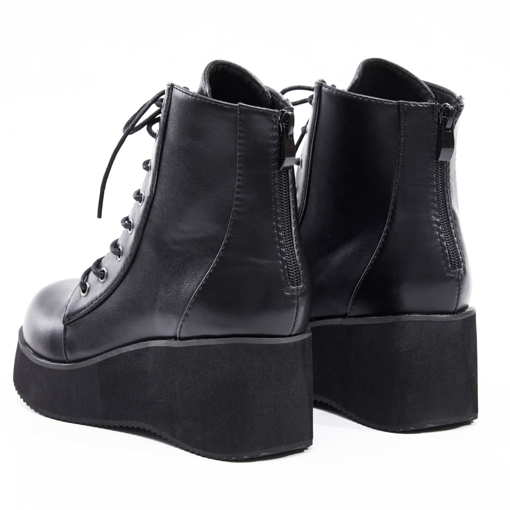 Holographic Leather Gothic Boots