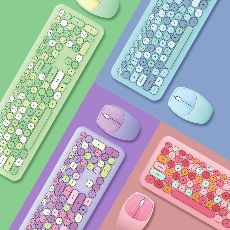 Colorful Wireless Keyboard & Mouse Kit