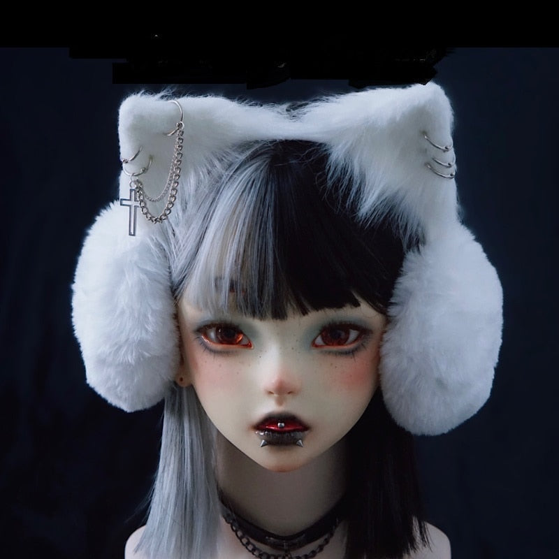 Gothic Cross Chain Cat Ear Earmuffs