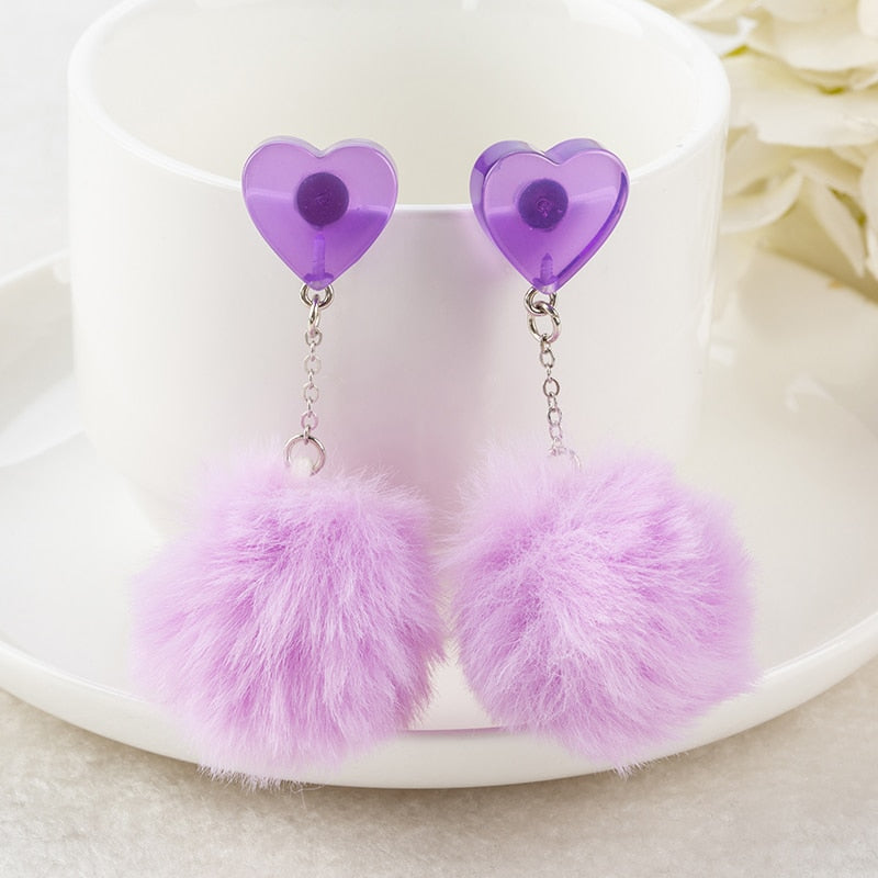 Cute Fur Heart Earrings