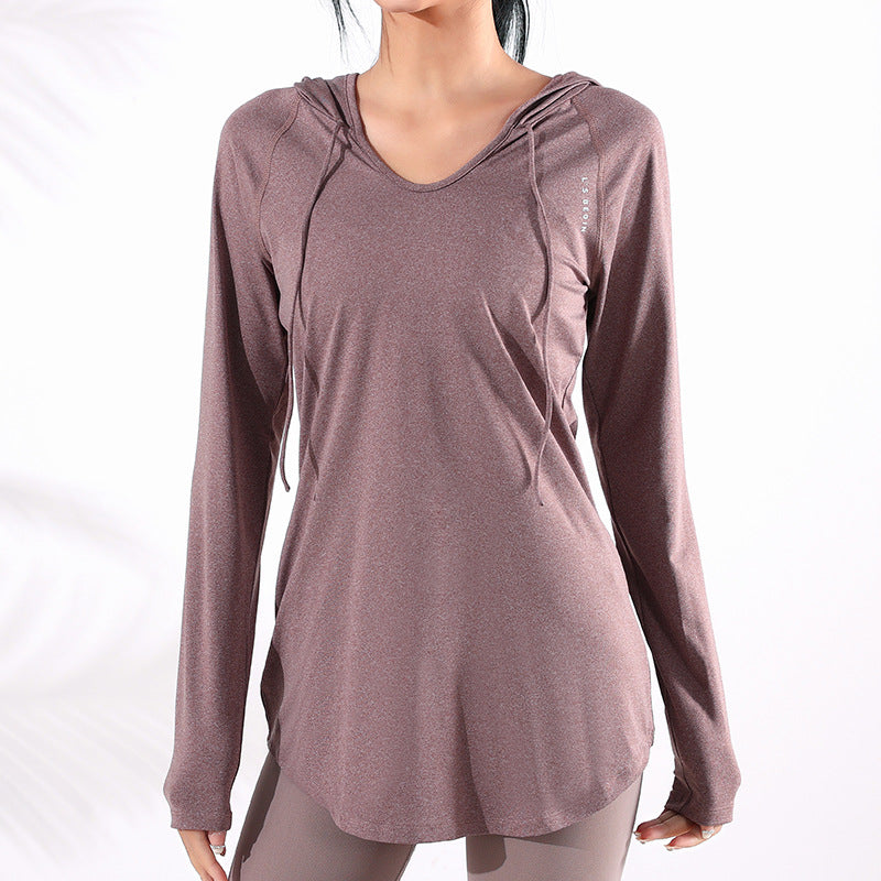 Quick Dry Loose Women's Hooded Yoga & Fitness Top