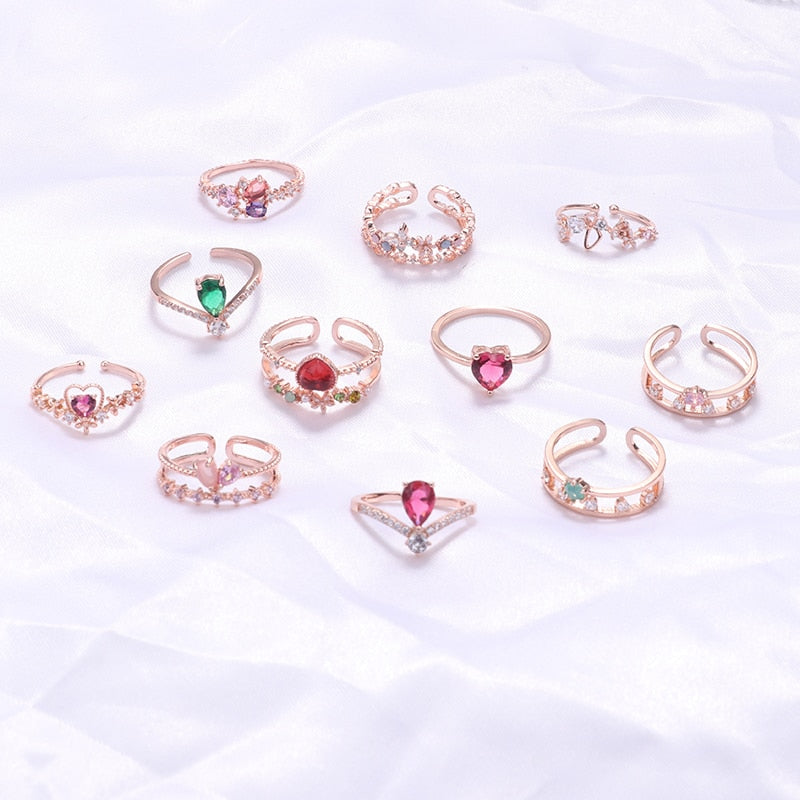Heart & Flower Adjustable Rings