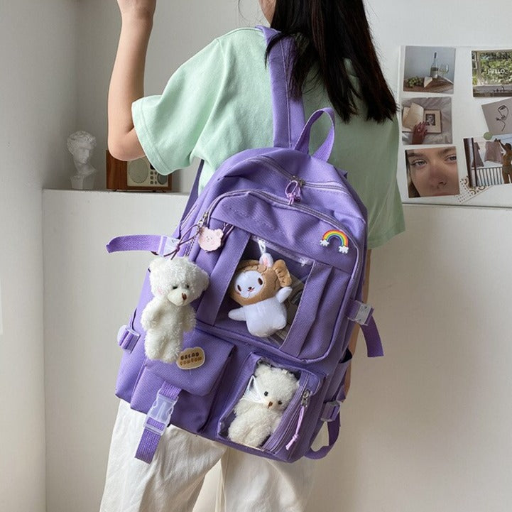 Cute Aesthetic Multi-Pocket Backpack