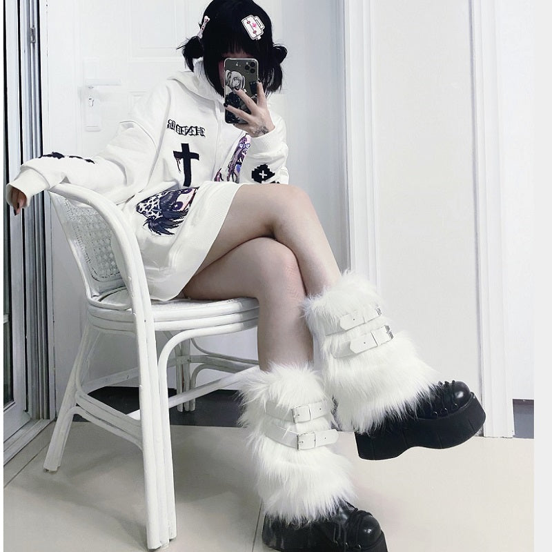 Harajuku Y2K Furry Leg Warmers