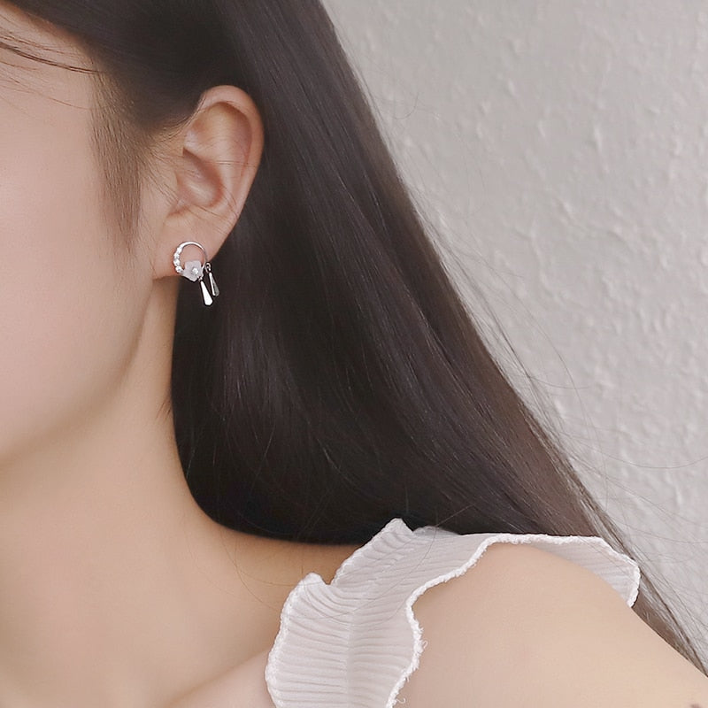 Asymmetric Blue Crystal Earrings