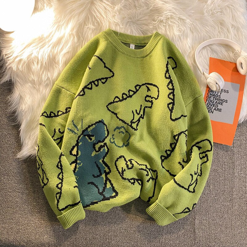Harajuku Knitted Dinosaur Sweater