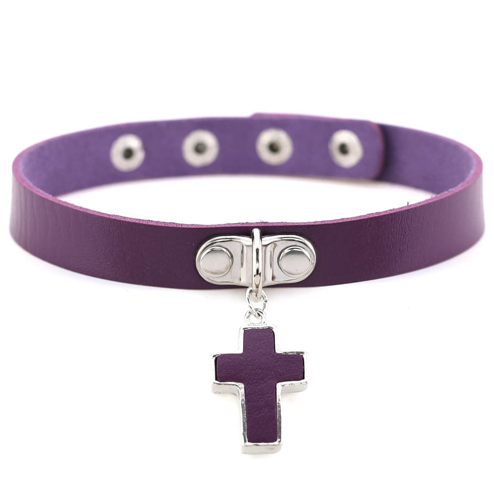 Purple Gothic Leather Chokers
